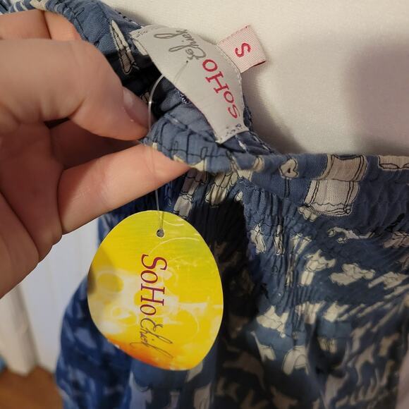 Soho Chiek, S | Babydoll Boho Corset Lace Laundry Print Mini Dress NWT - Picture 5 of 5